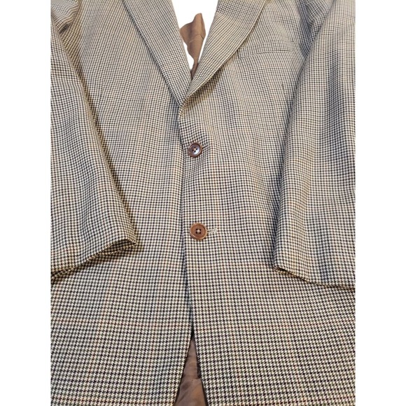 Brooks Brothers Suit Jacket Mens Brown 43 Wool Houndstooth‎ Lined Inner Pocket - Picture 3 of 16